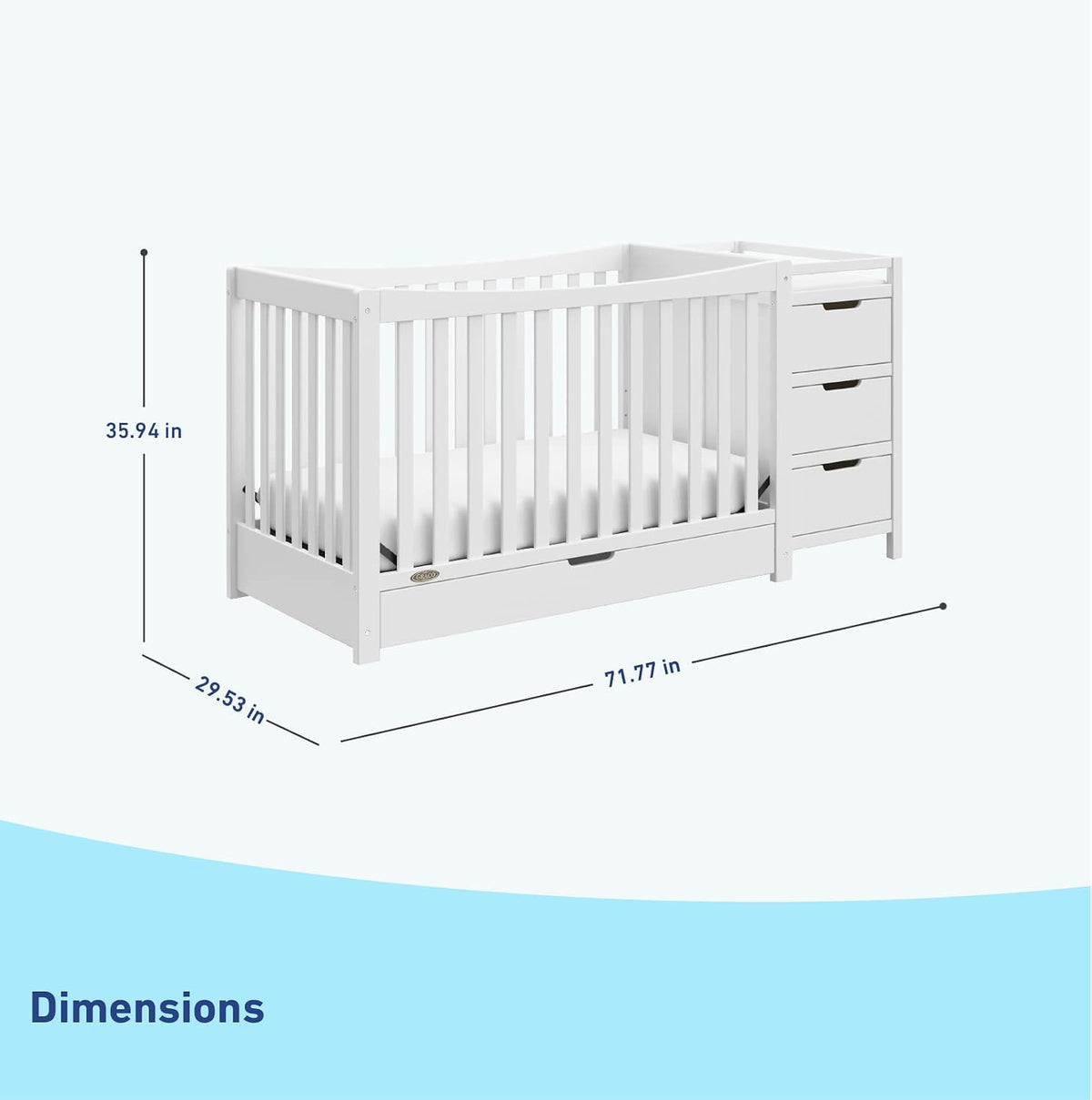Graco Remi 4-in-1 Convertible Crib & Changer, White