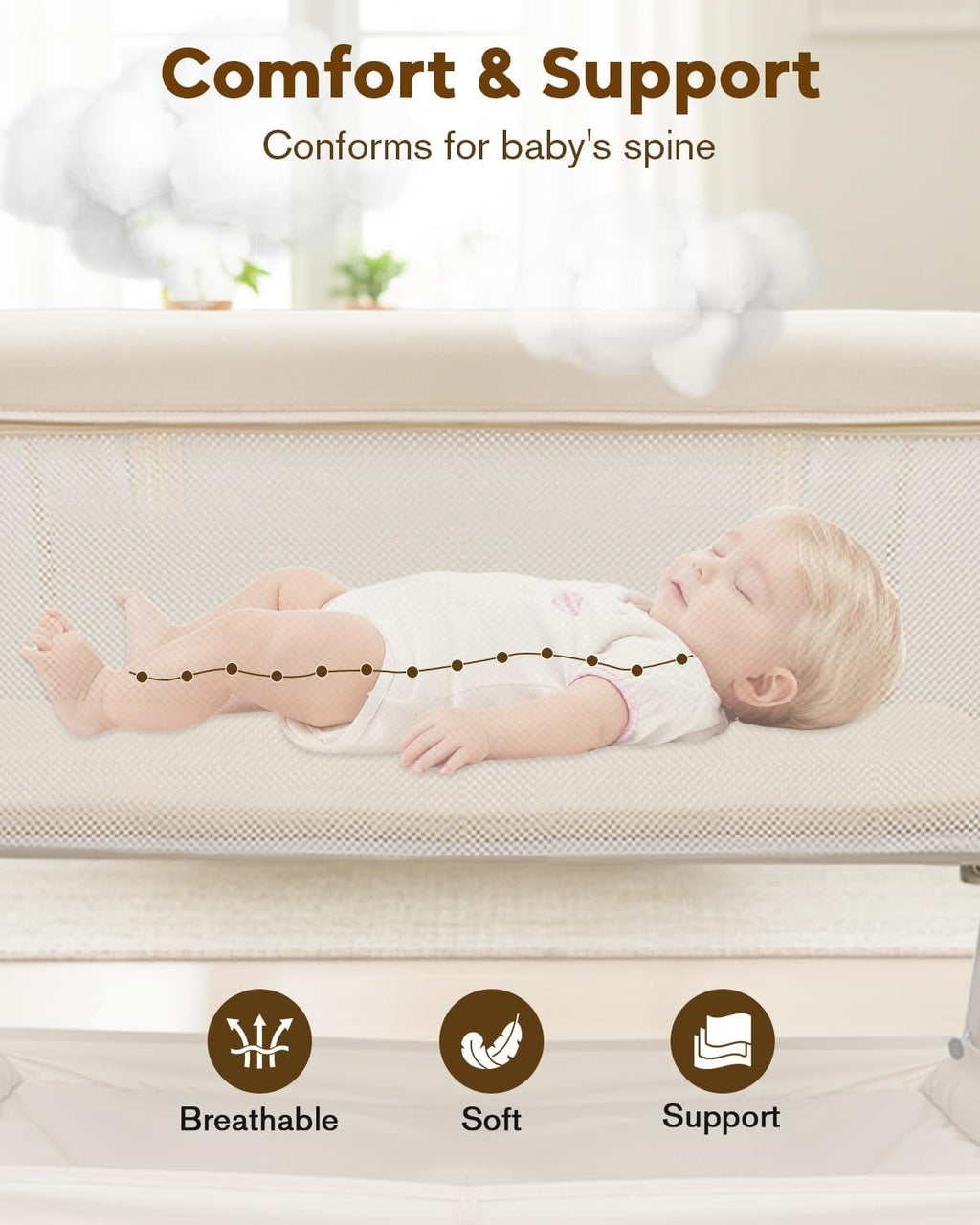 Baby Bassinet, Bedside Bassinet for Baby
