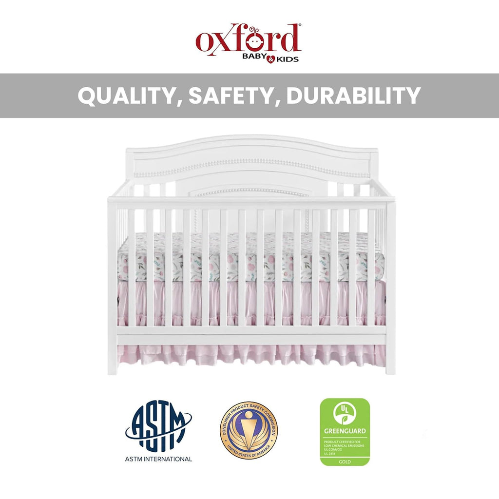 Oxford Baby Briella 4-in-1 Convertible Baby Crib, White, GreenGuard Gold Certified