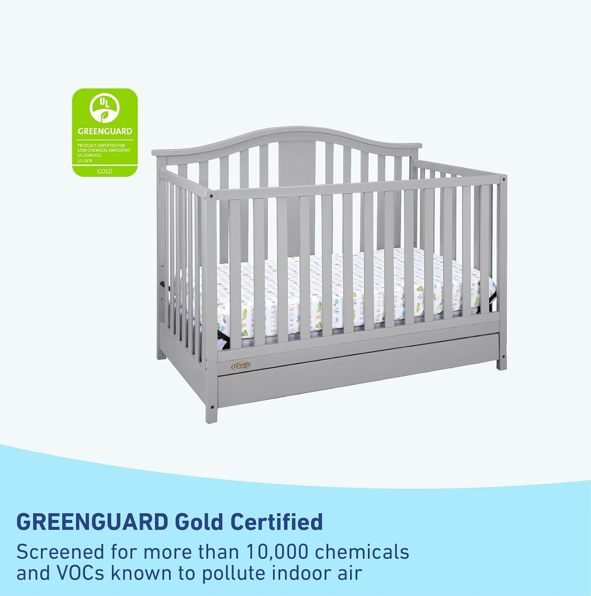 Graco Solano 4-in-1 Convertible Crib with Drawer, Pebble Gray