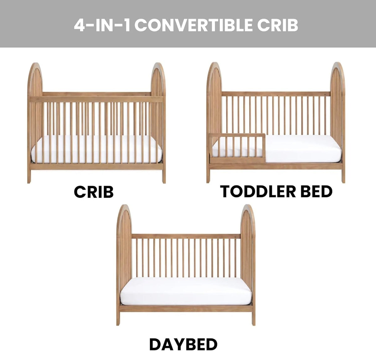 Soho Baby Everlee 3 in 1 Island Crib, Honey Wood, Green Guard Gold Certified