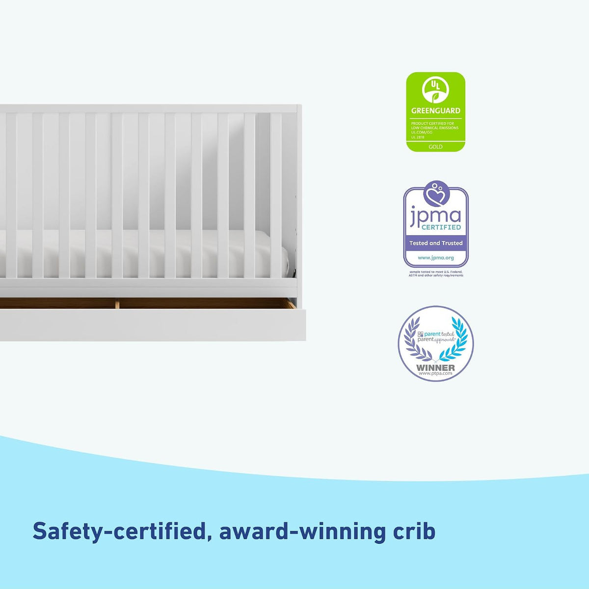 Graco Theo 3-in-1 Convertible Crib with Storage Drawer, White