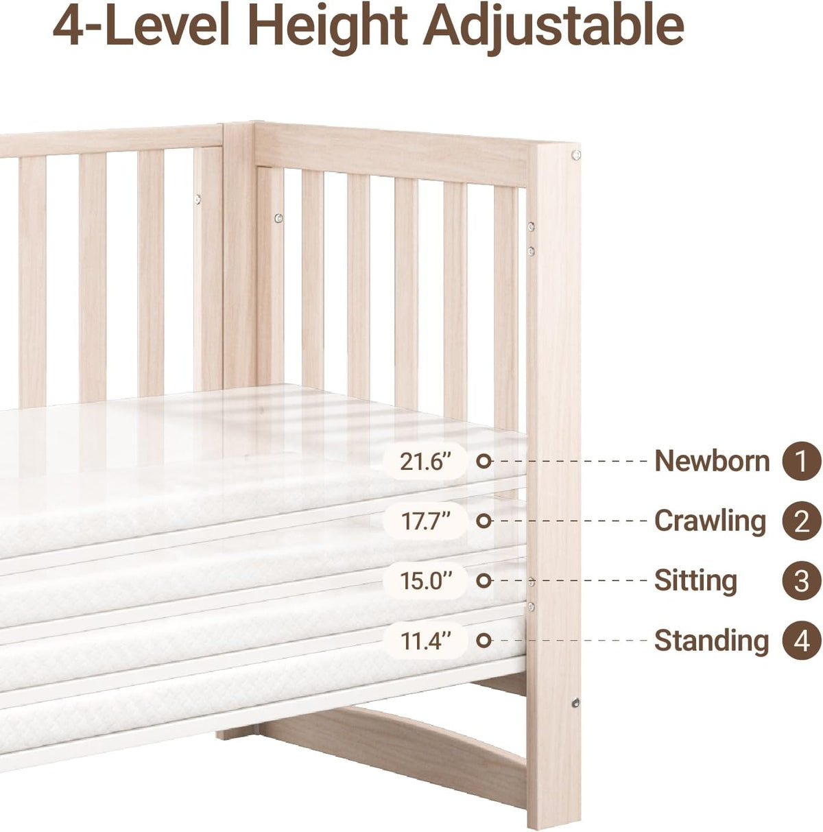 MAMAZING EvoNest 6-in-1 Convertible Baby Mini Crib with Wheels
