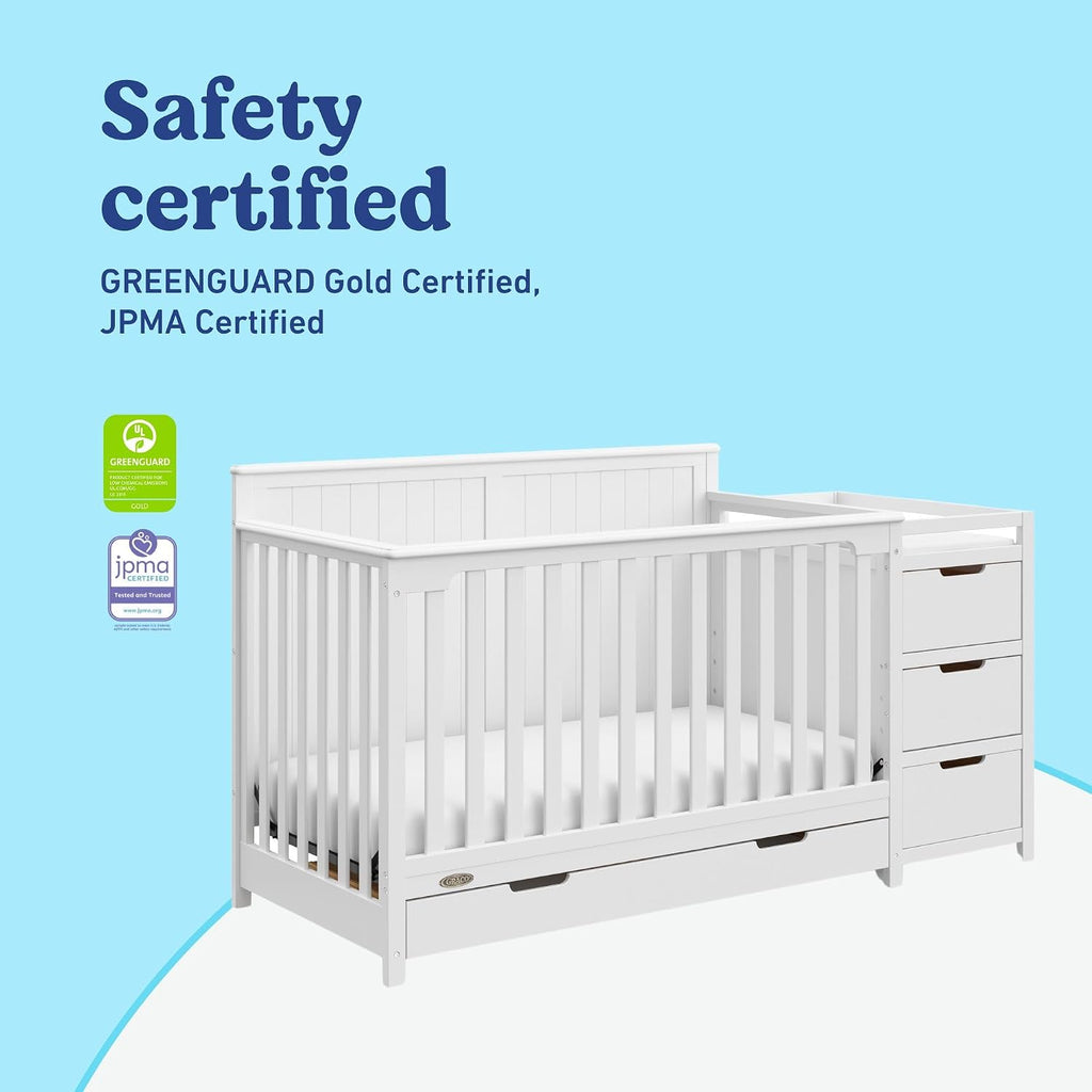Graco Hadley 5-in-1 Convertible Crib & Changer, White