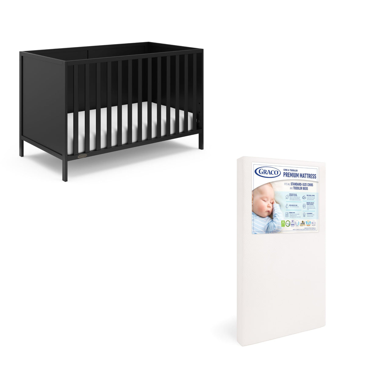 Graco Theo 3-in-1 Convertible Crib with Storage Drawer, White