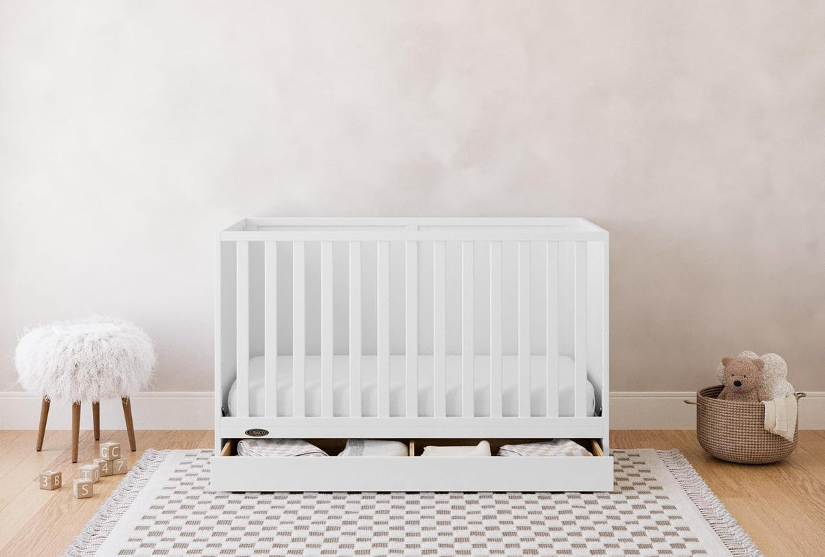Graco Theo 3-in-1 Convertible Crib with Storage Drawer, White