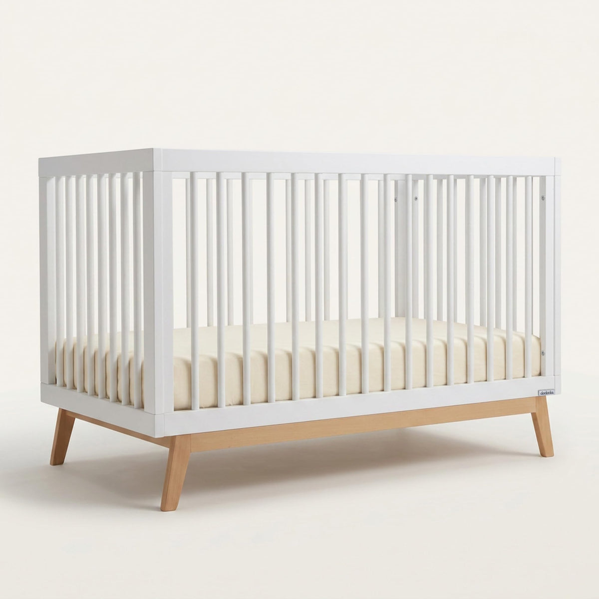 dadada Baby Soho 3-in-1 Convertible Wood Crib Bed, Made in Italy, Walnut