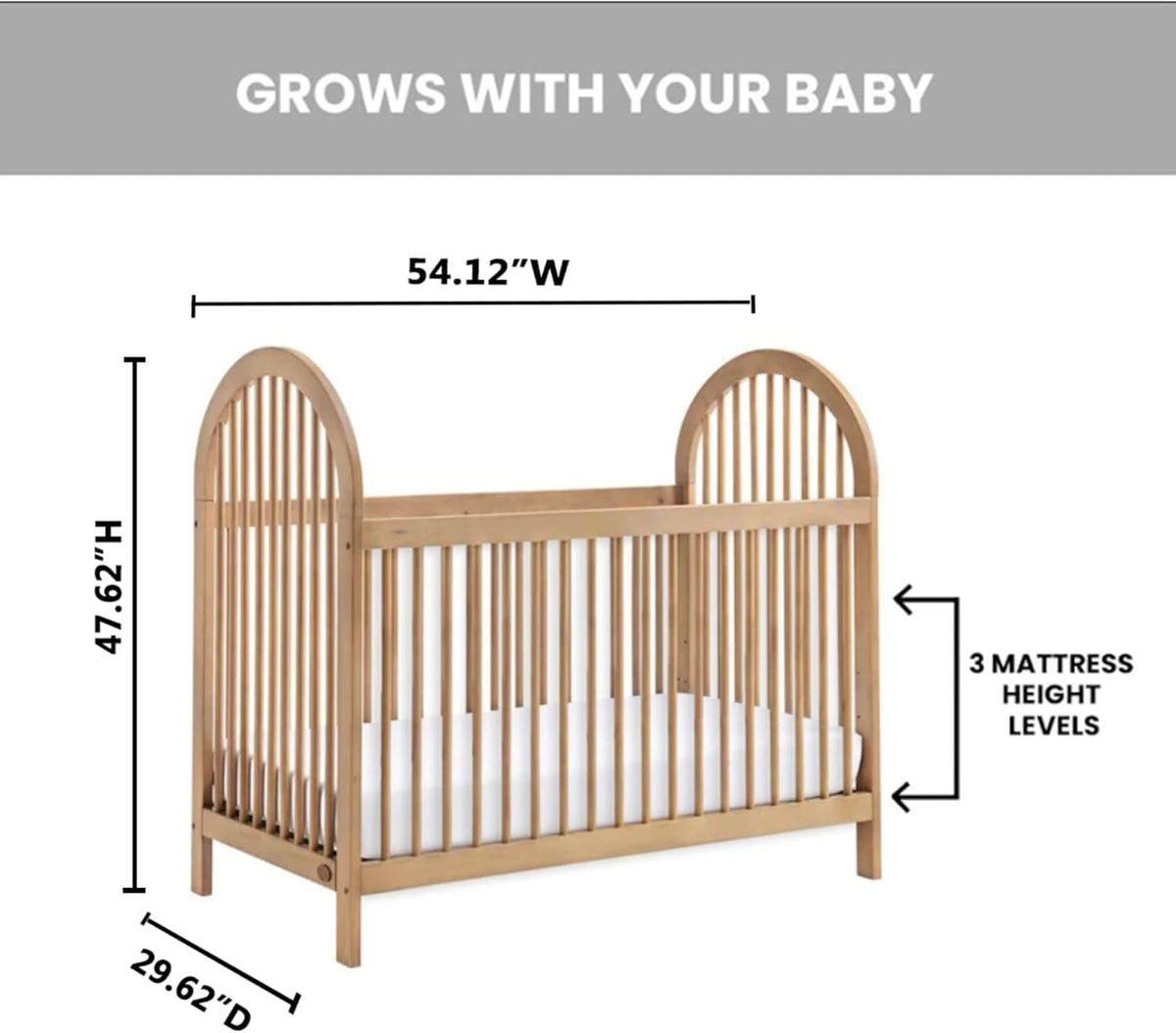 Soho Baby Everlee 3 in 1 Island Crib, Honey Wood, Green Guard Gold Certified