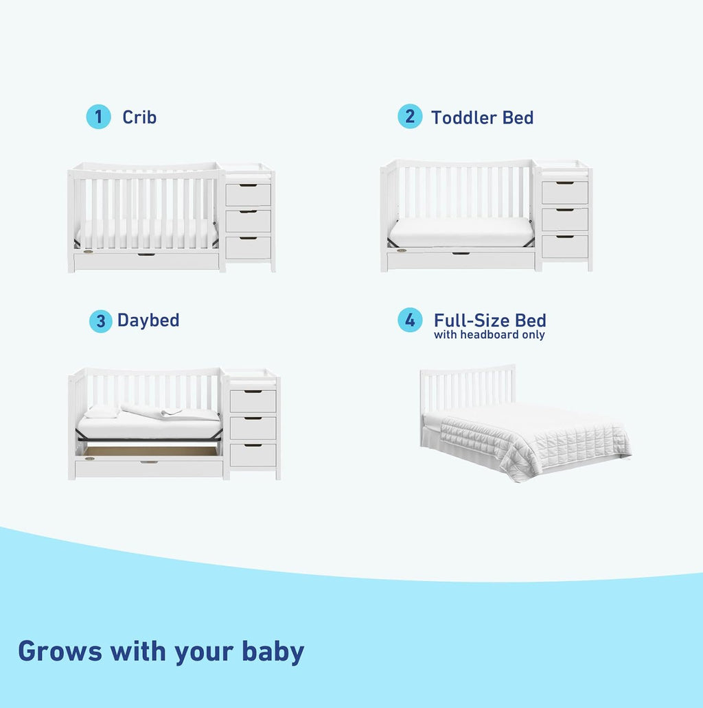 Graco Remi 4-in-1 Convertible Crib & Changer, White