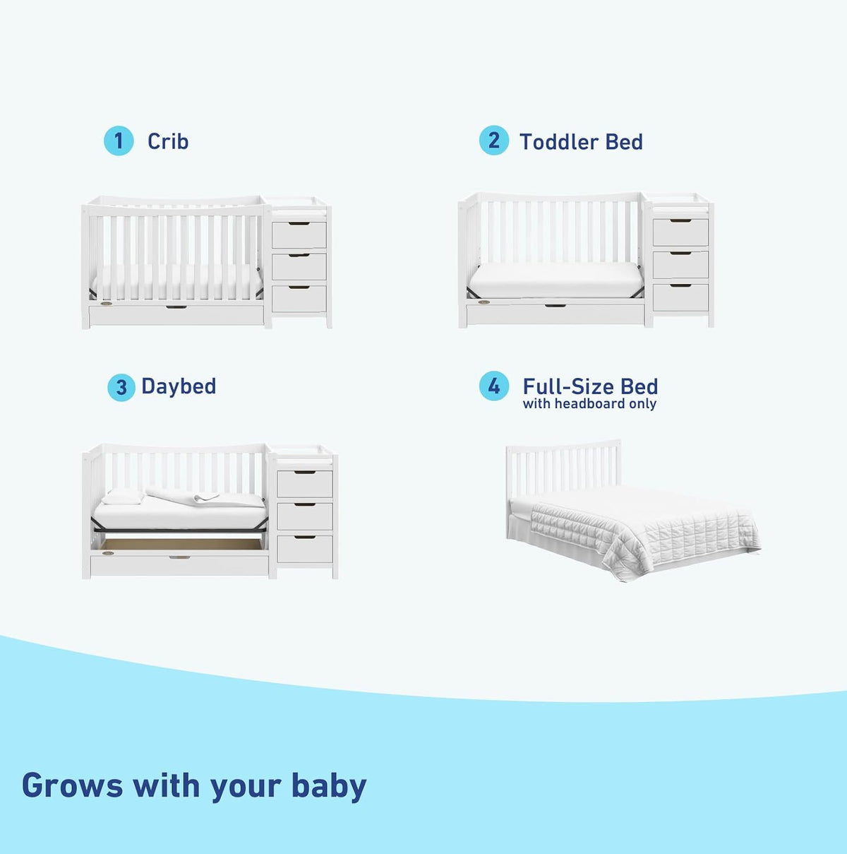 Graco Remi 4-in-1 Convertible Crib & Changer, White