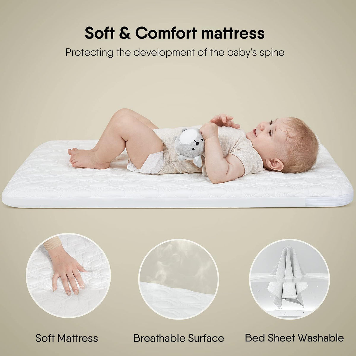 BabyBond Baby Bassinet, Bedside Crib Sleeper, Infant & Toddler Cradle