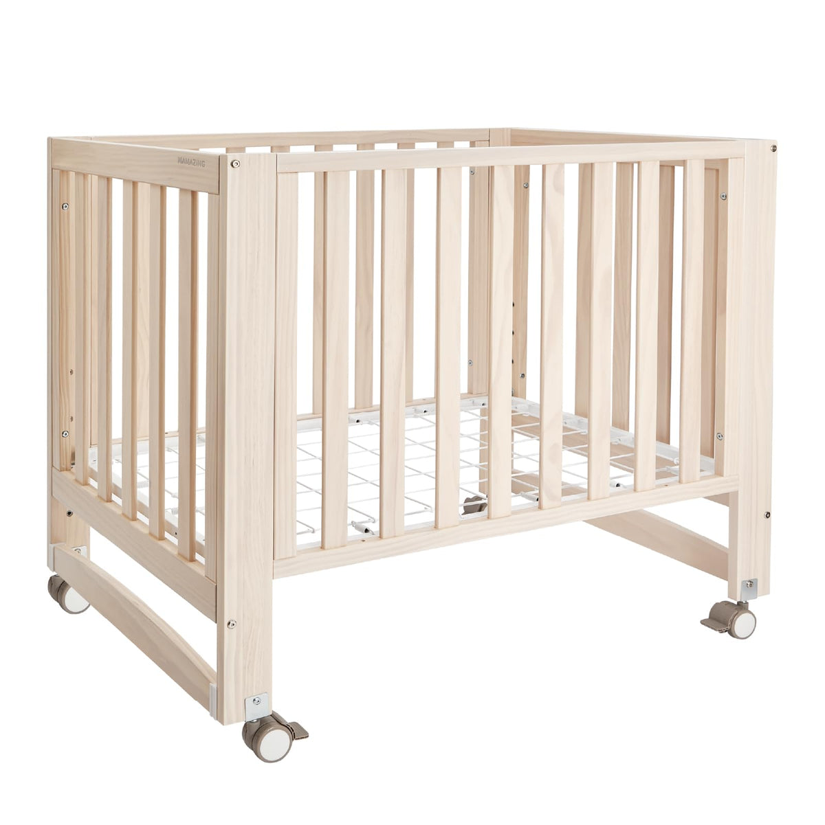 MAMAZING EvoNest 6-in-1 Convertible Baby Mini Crib with Wheels