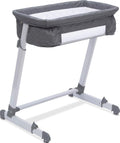 Simmons Kids By The Bed City Sleeper Bassinet - Adjustable Height Portable Crib with Wheels & Airflow Mesh, Grey Tweed