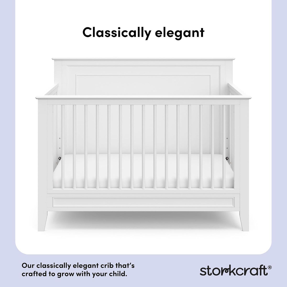 Storkcraft Solstice 5-in-1 Convertible Crib (White) – GREENGUARD Gold Certified, Converts to Toddler Bed and Full-Size Bed, Fits Standard Full-Size Crib Mattress, Adjustable Mattress Support Base