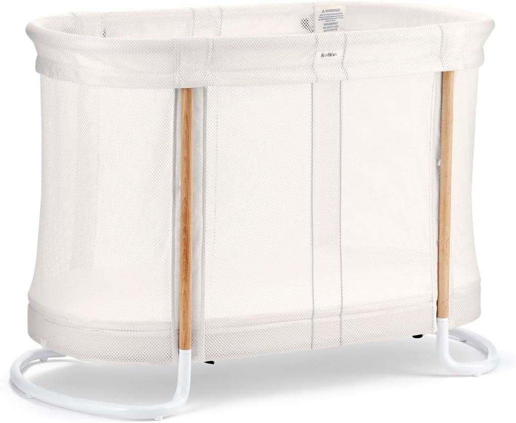 BabyBjörn Baby Crib 2-in-1 Crib and Bassinet with Mesh Safety Siding Mattress and Organic Fitted Sheet Included