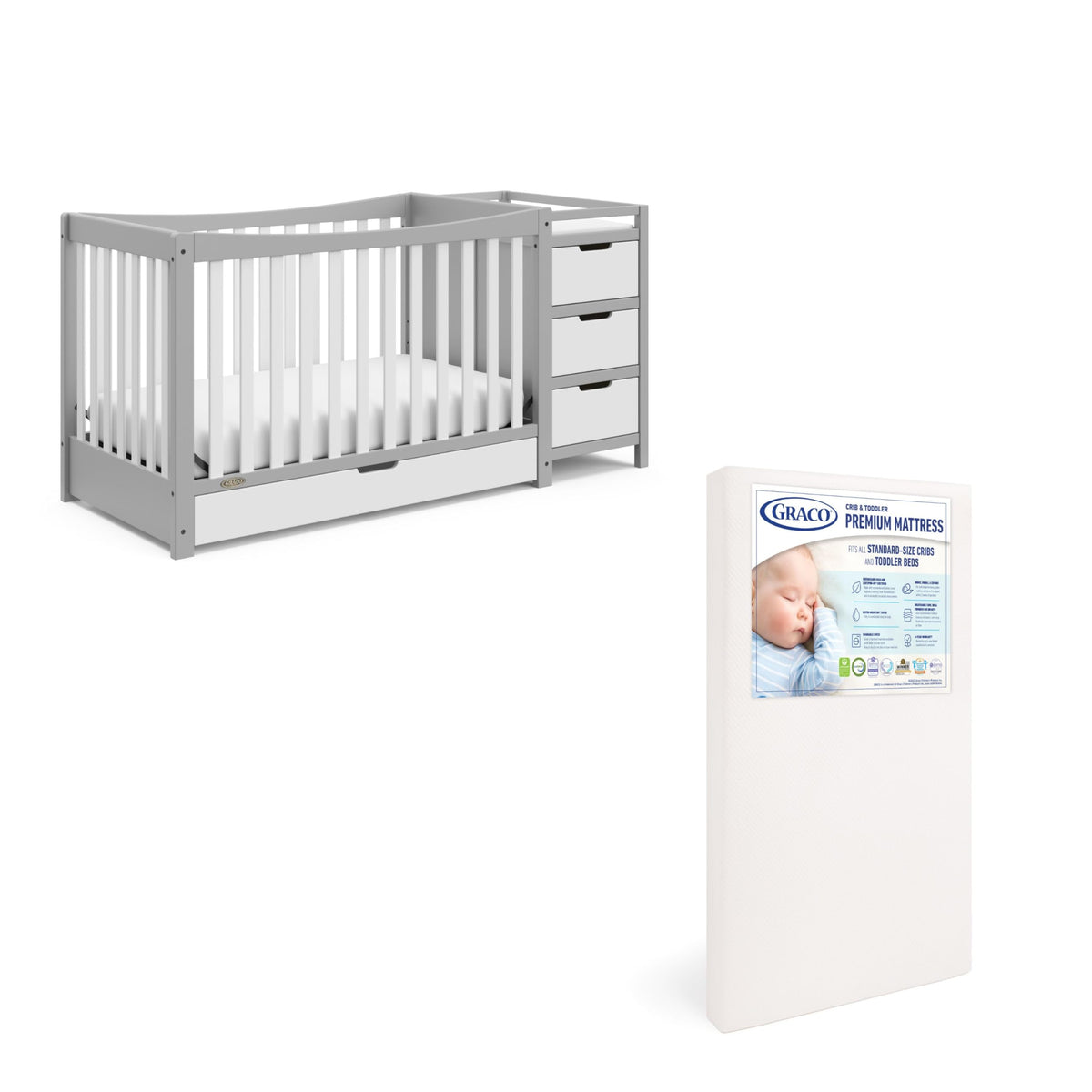 Graco Remi 4-in-1 Convertible Crib & Changer, White