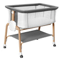 Bassinet Bedside Sleeper, Bedside Bassinet for Newborn, Baby Bassinet with 5 Adjustable Height, Rocking Bassinet with Wheels, Breathable Mesh & Mattress, Easy Folding Portable Bedside Crib(Gray)
