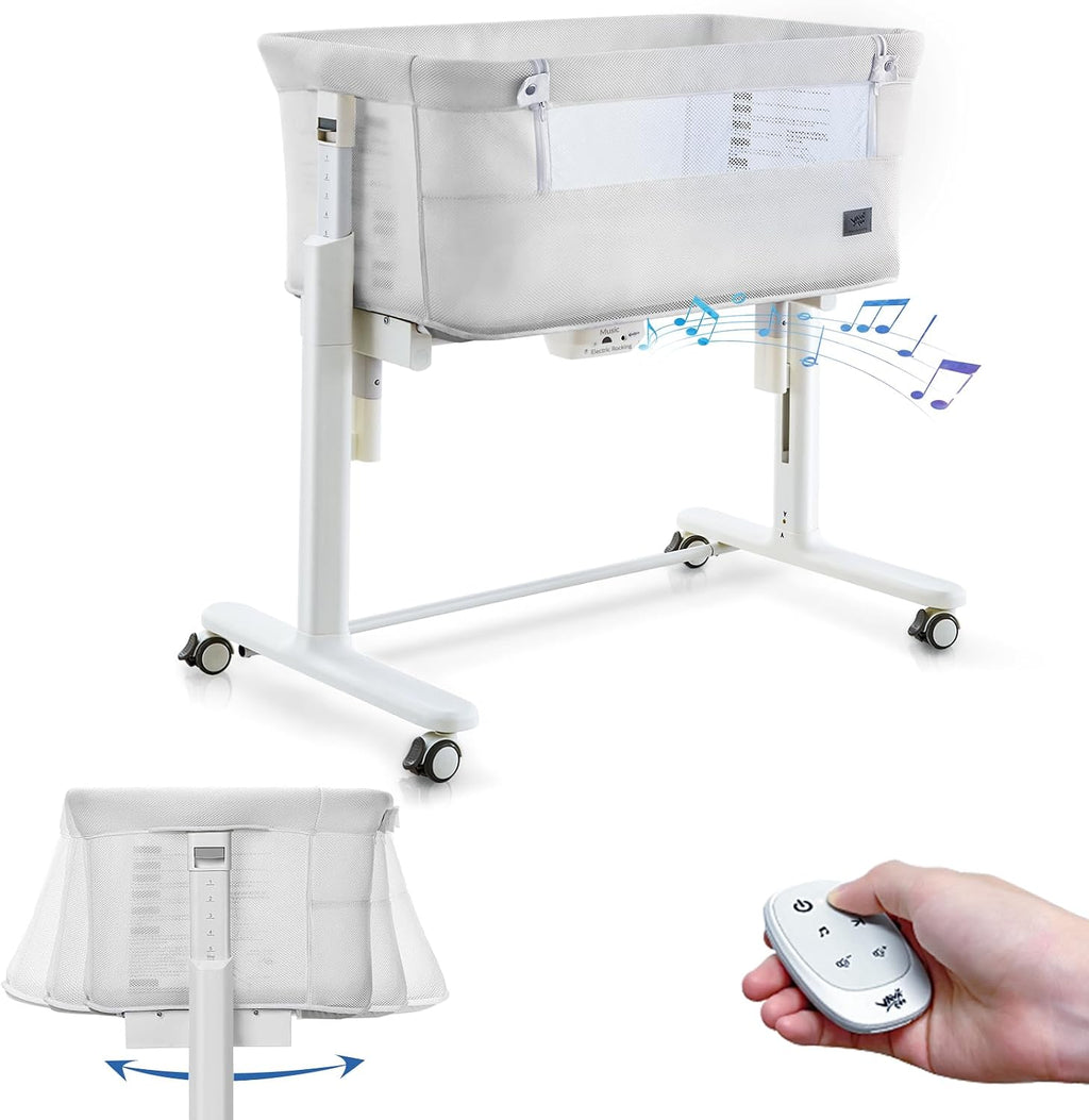 VaVaSoo Self Rocking Bassinet, Electric Rocking Bassinet for Baby, White