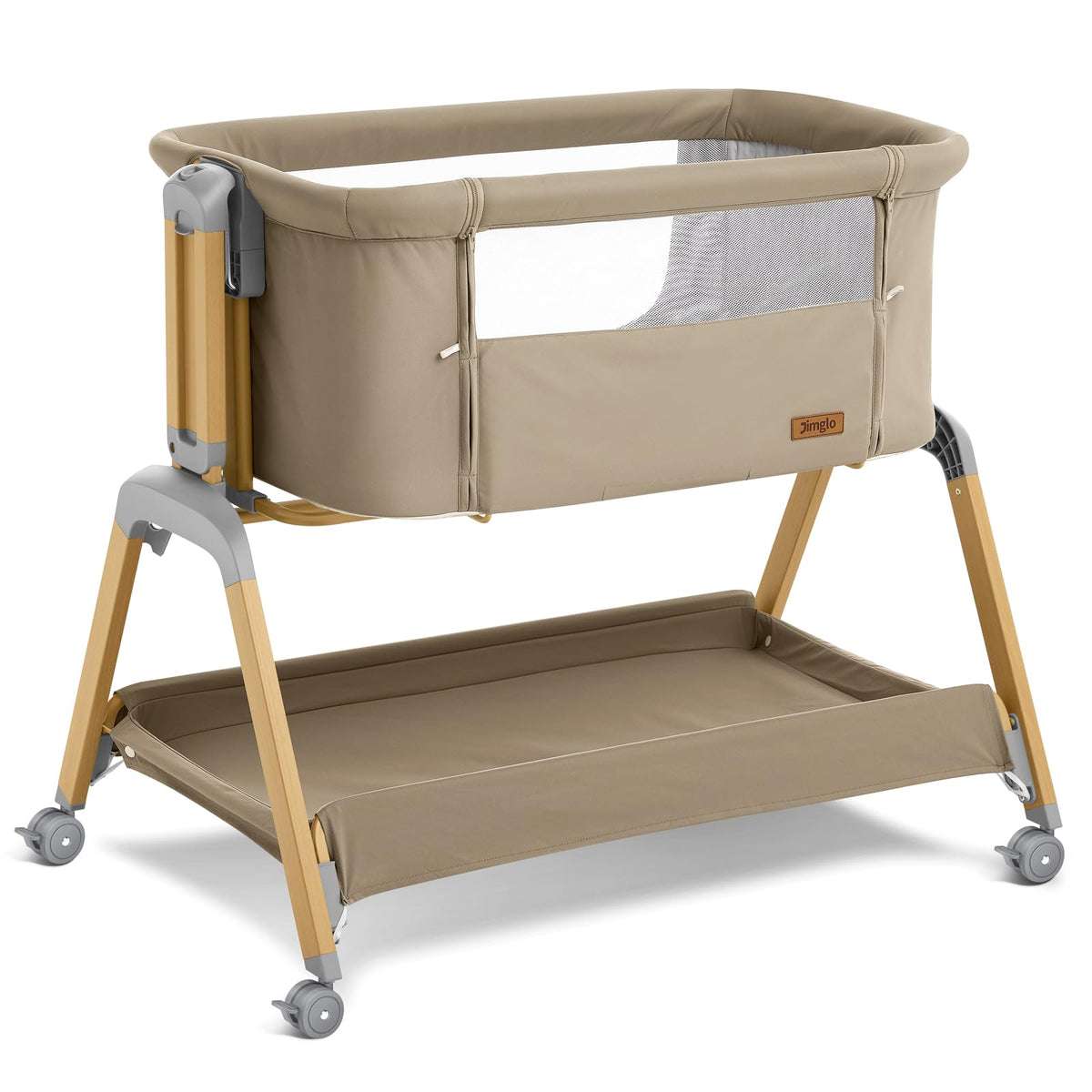 Jimglo 3-in-1 Baby Bassinet, Bedside Sleeper, Rocking Mode, Wheels, Green