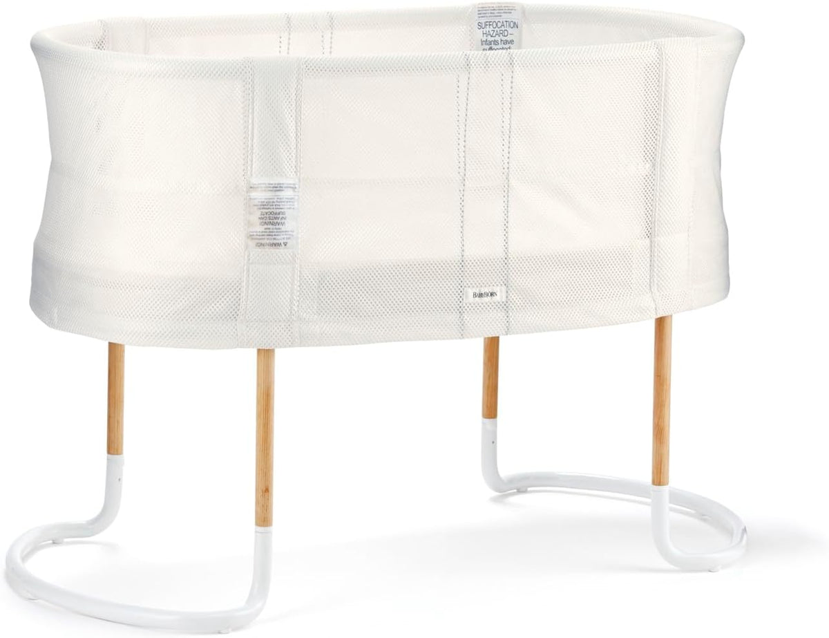 BabyBjörn Baby Crib 2-in-1 Crib and Bassinet with Mesh Safety Siding Mattress and Organic Fitted Sheet Included