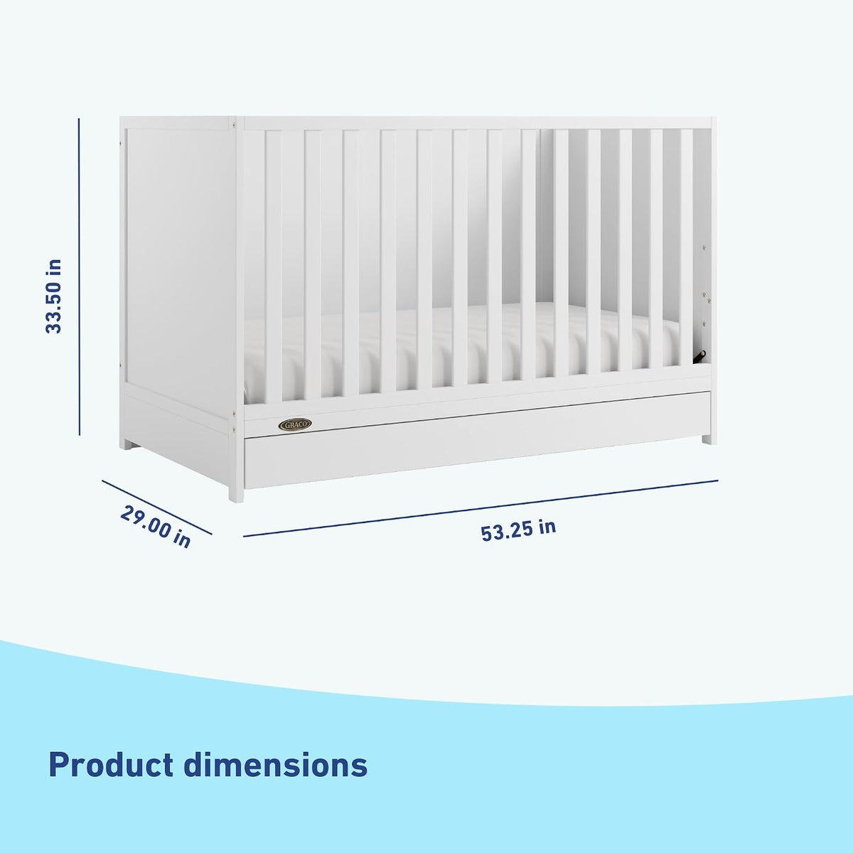 Graco Theo 3-in-1 Convertible Crib with Storage Drawer, White