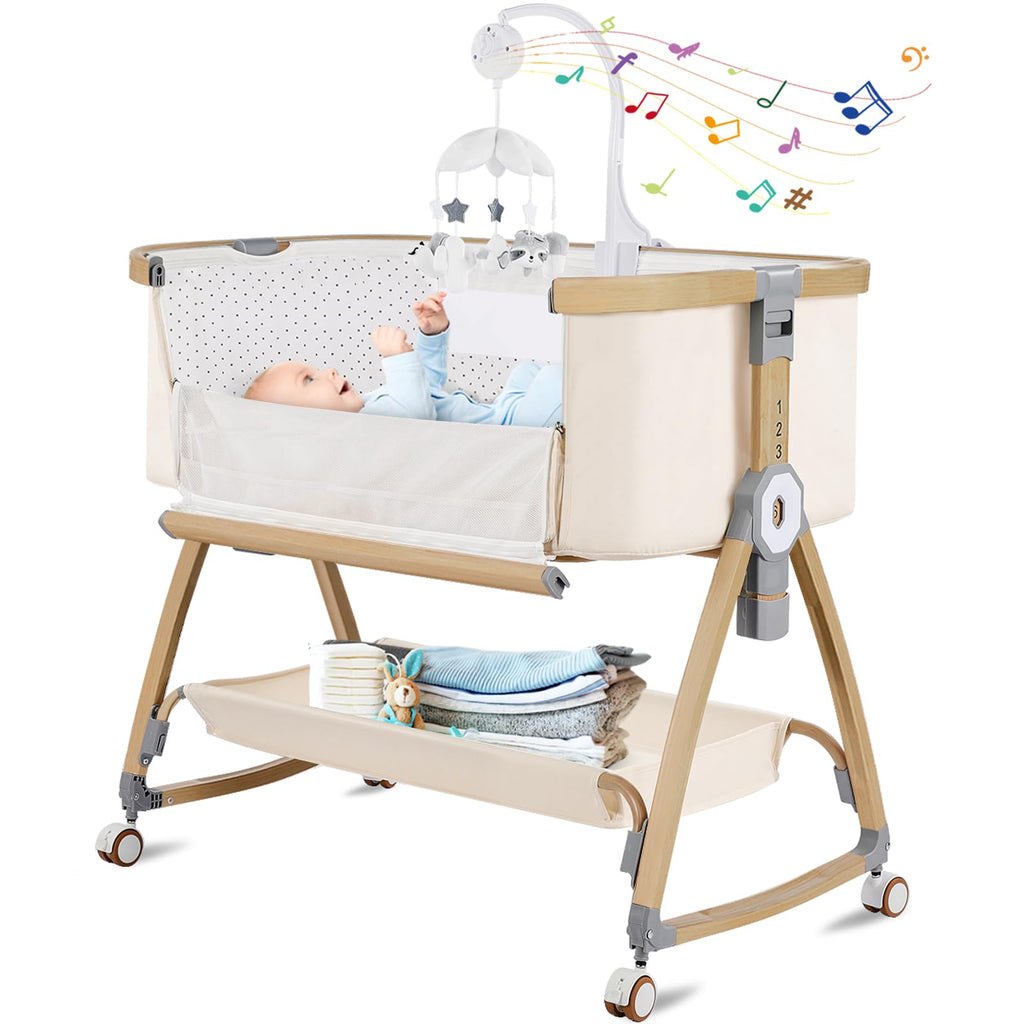 Bedside Bassinet for Baby,Bassinet Bedside Sleeper,Rocking Bassinet,Grey