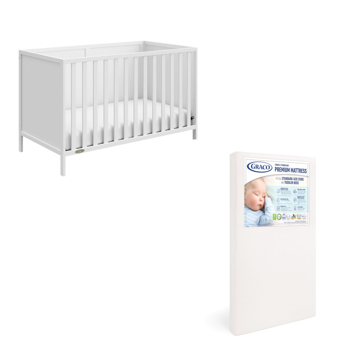Graco Theo 3-in-1 Convertible Crib with Storage Drawer, White