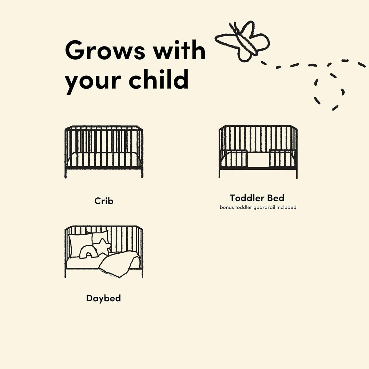 Storkcraft Amalfi 5-in-1 Convertible Crib with Toddler Guardrail, Driftwood