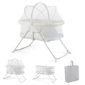 BABY JOY 2 in 1 Bassinet, Foldable Bedside Crib with Breathable Mesh, Comfortable Mattress, Zippered Net Canopy & Portable Bag, Bassinet Bedside Sleeper for Baby, Infant & Newborn (Beige)