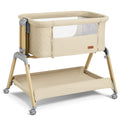 TotRun Bassinet Bedside Sleeper, Rocking Bassinets with Comfy Mattress and Wheels for Newborn, 5-Height Adjustable (Pink)