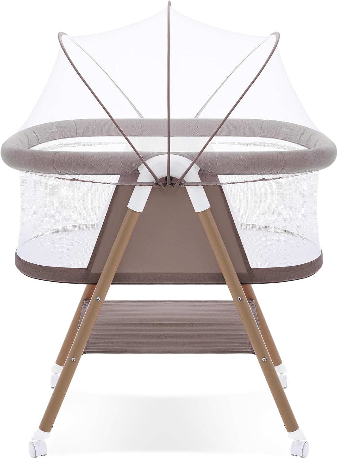 GYARING Baby bassinets,3 in1 Baby Crib, Sturdy, Portable & Easy to Assemble,Mosquito net and Portable Bag Included. (Khaki)