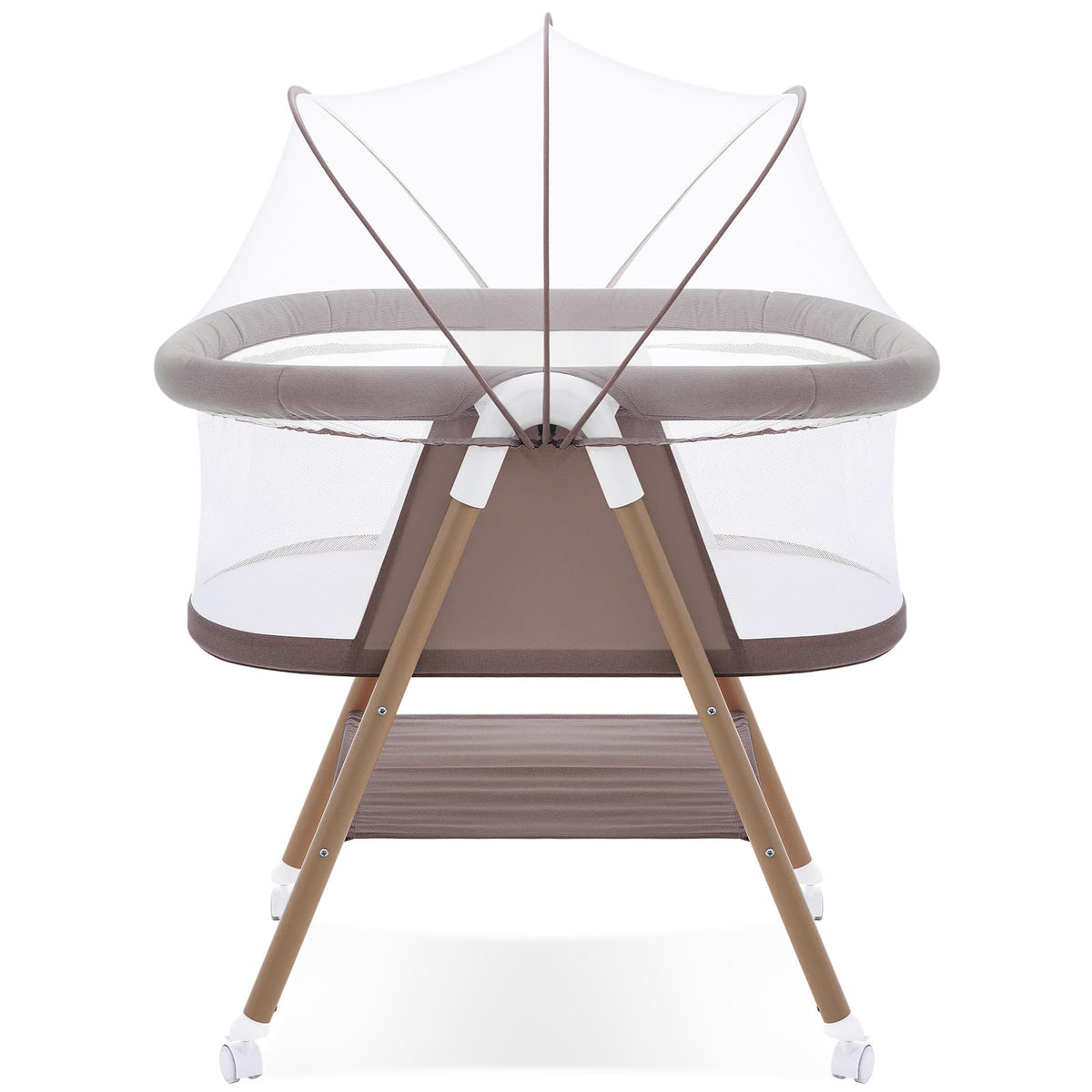 GYARING Baby bassinets,3 in1 Baby Crib, Sturdy, Portable & Easy to Assemble,Mosquito net and Portable Bag Included. (Khaki)