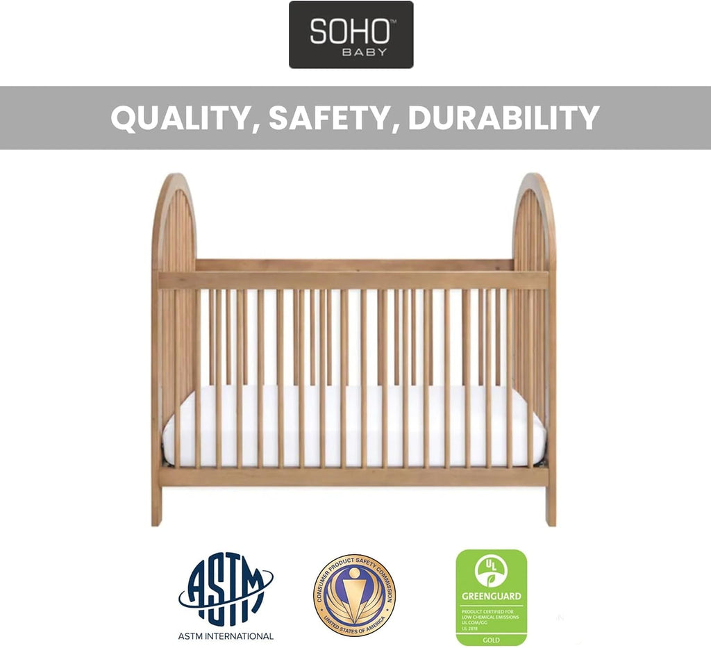 Soho Baby Everlee 3 in 1 Island Crib, Honey Wood, Green Guard Gold Certified