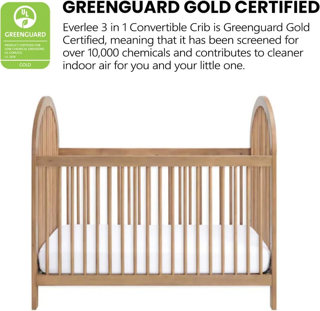 Soho Baby Everlee 3 in 1 Island Crib, Honey Wood, Green Guard Gold Certified
