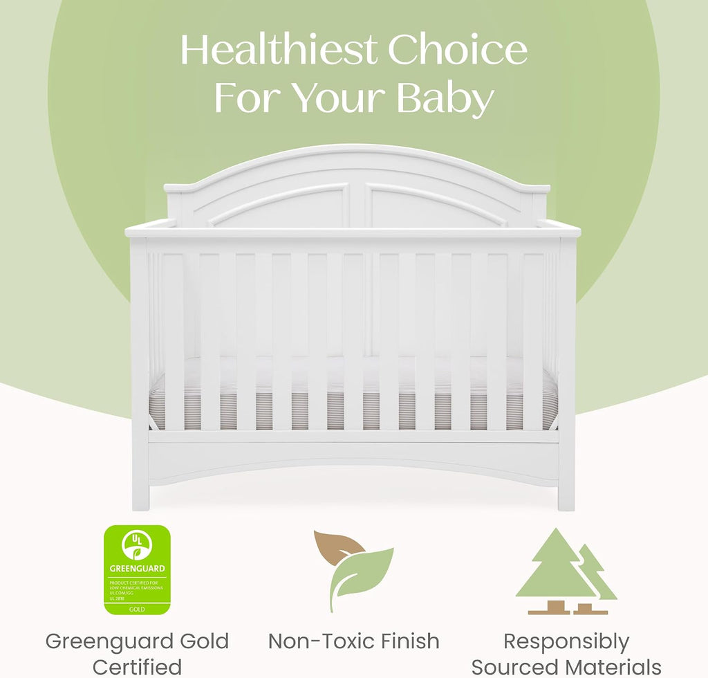 Delta Children Perry 6-in-1 Convertible Crib - Greenguard Gold Certified, Bianca White