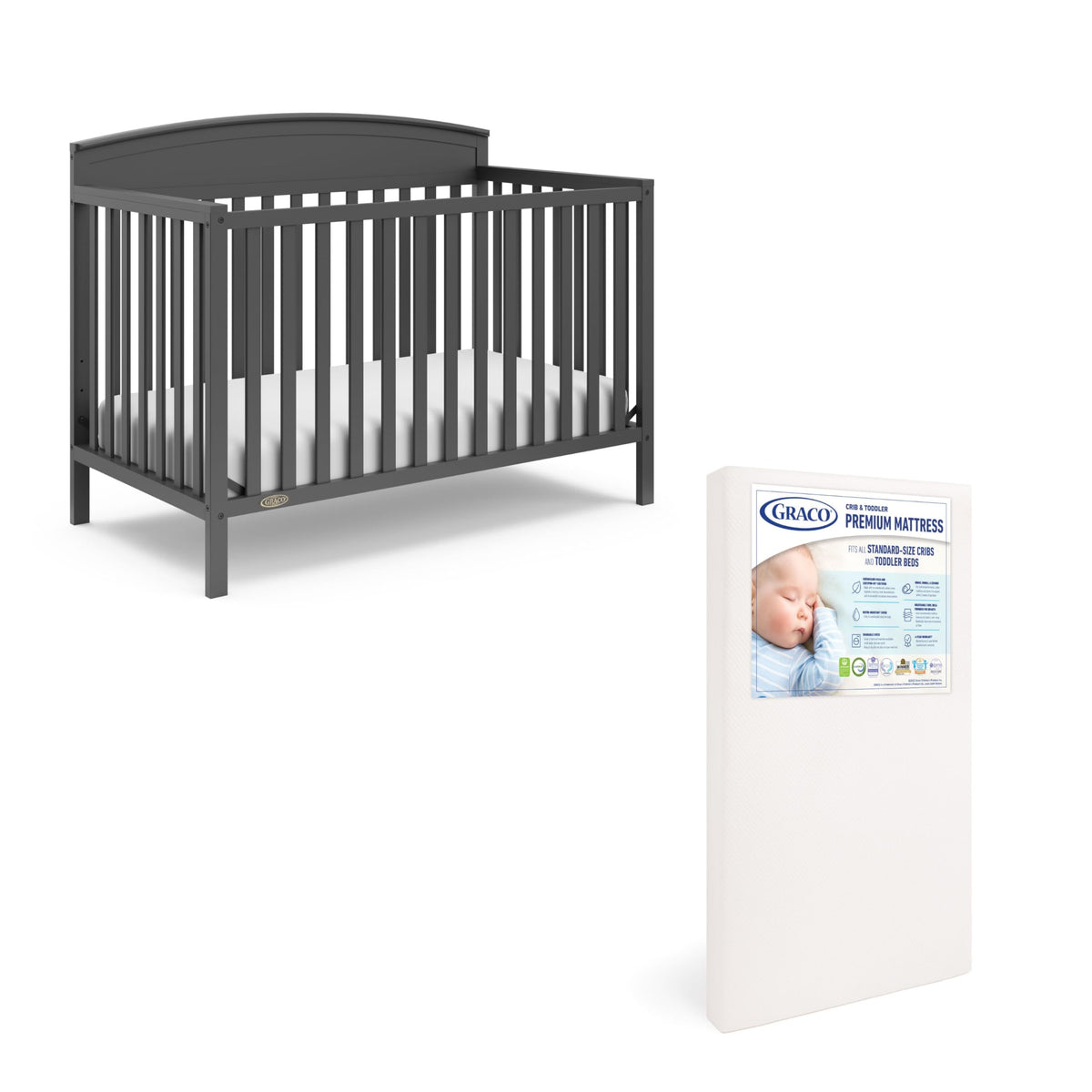 Graco Benton 5-in-1 Convertible Crib, Pebble Gray