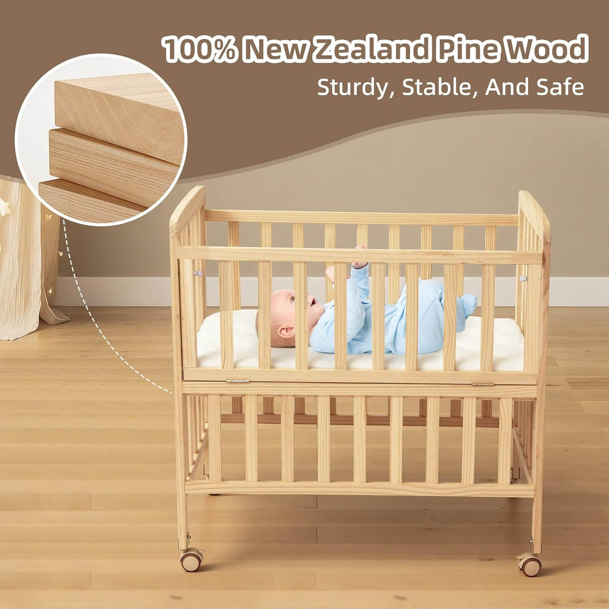 Flwrgirl Baby Bassinet Bedside Sleeper,Portable Mini Baby Crib