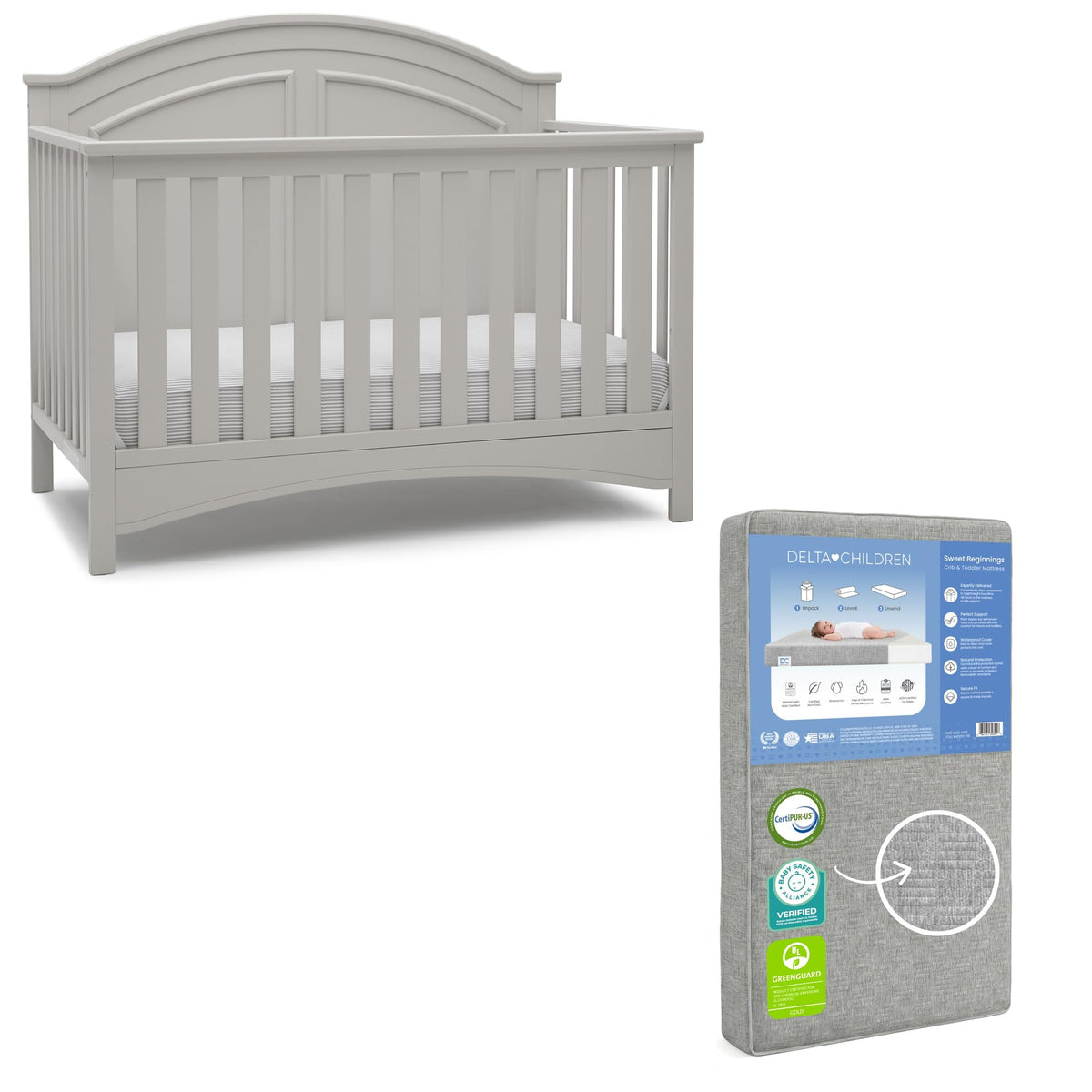 Delta Children Perry 6-in-1 Convertible Crib - Greenguard Gold Certified, Bianca White