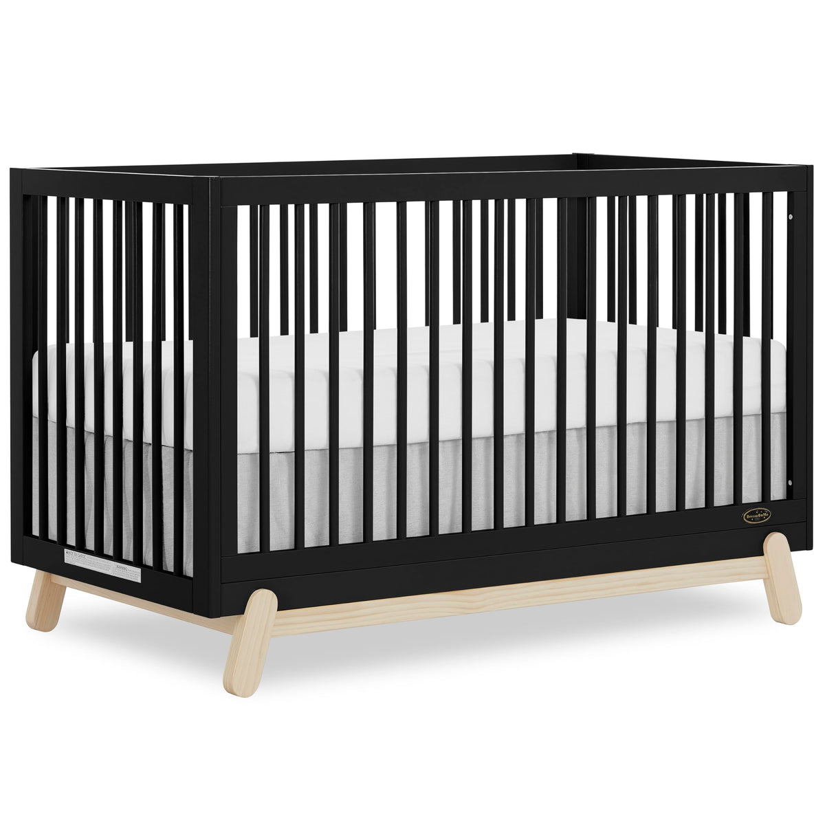 Dream On Me Hygge 5-in-1 Convertible Full-Size Baby Crib, Matte Black Oak