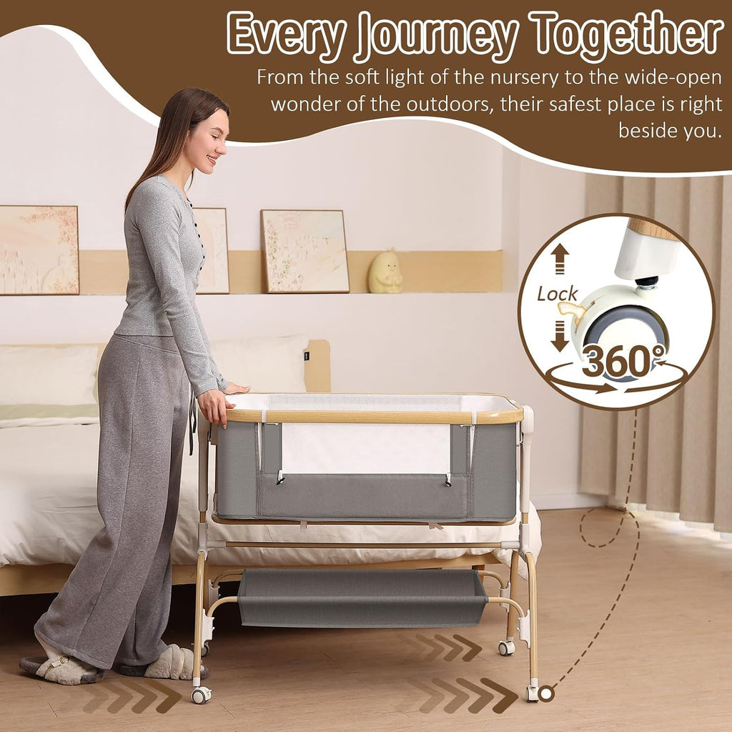 Rocking Baby Bassinet Bedside Sleeper, Detachable Portable Bassinet