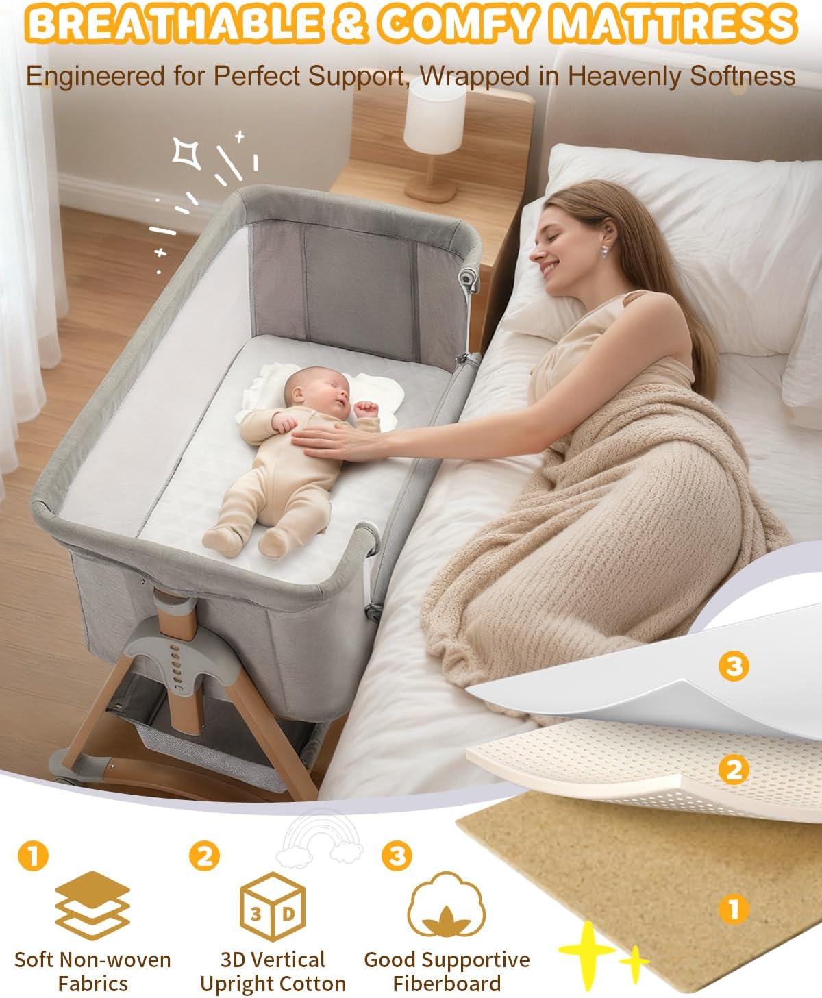 Ktaxon 6 in 1 Baby Bassinet Bedside Bassinet for Baby Crib Rocking Bassinet