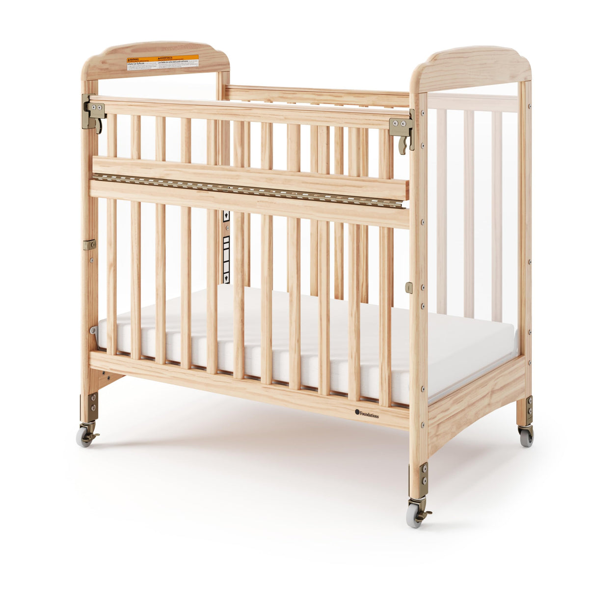 Foundations Serenity Compact Clearview Fixed Side Daycare Crib, White