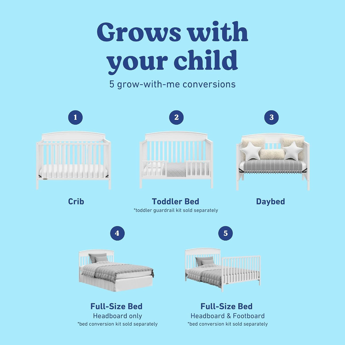 Graco Benton 5-in-1 Convertible Crib, White