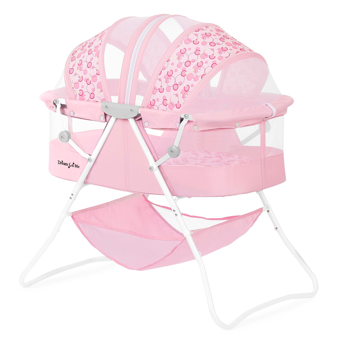 Dream On Me Karley Portable Infant Bassinet, Double Mesh Canopy, Blue/Grey