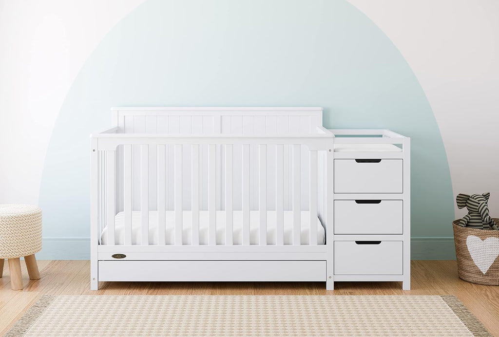 Graco Hadley 5-in-1 Convertible Crib & Changer, White