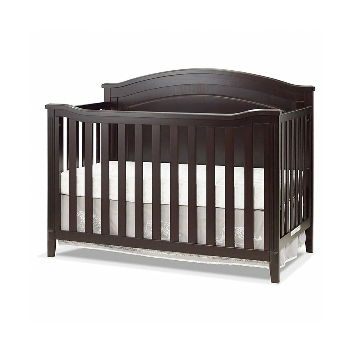 Sorelle Furniture Berkley Round Top Crib, Classic 4-in-1 Convertible Crib, Made of Wood, Non-Toxic Finish, Wooden Baby Bed, Toddler Bed, Child’s Daybed and Full-Size Bed, Nursery Furniture-White