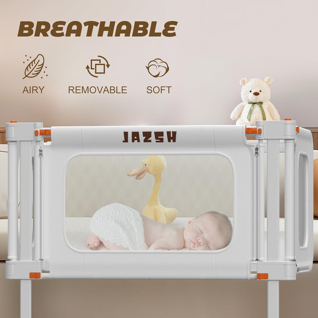 3 in 1 Bedside Bassinet, 69.26" x 19.29" Baby Bassinets Bedside Sleeper with Mosquito Net + Storage Bag + Child Lock, Baby Crib & Toddler Bed Rails for Twin, Full, Queen, King Size, Gray