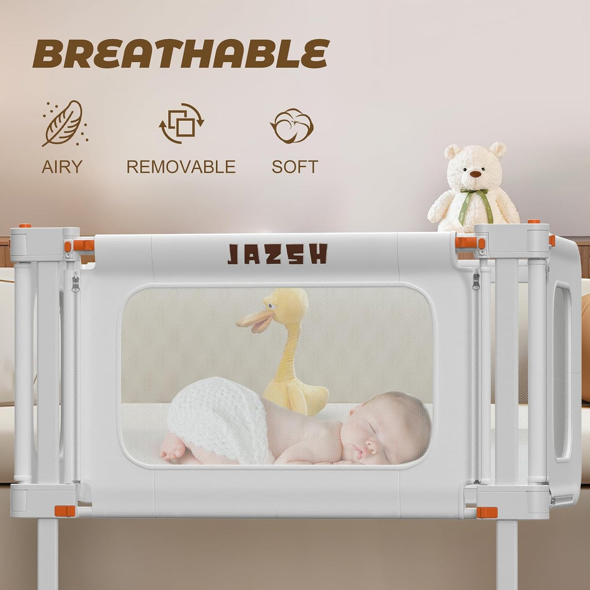 3 in 1 Bedside Bassinet, 69.26" x 19.29" Baby Bassinets Bedside Sleeper with Mosquito Net + Storage Bag + Child Lock, Baby Crib & Toddler Bed Rails for Twin, Full, Queen, King Size, Gray