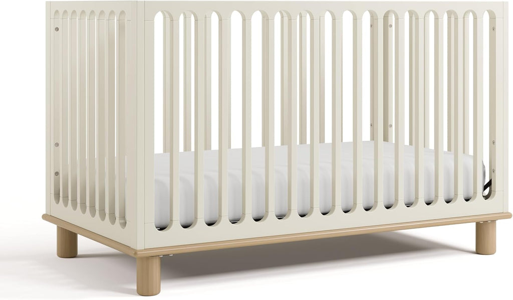 Storkcraft Sicily 3-in-1 Convertible Crib with Guardrail, Frosted Oat