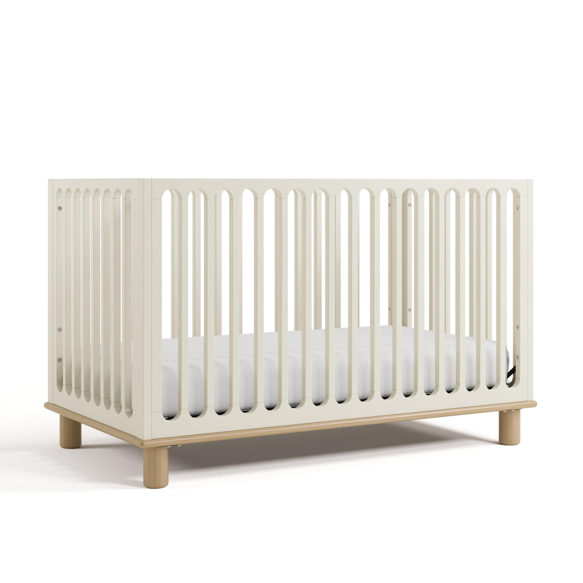 Storkcraft Sicily 3-in-1 Convertible Crib with Guardrail, Frosted Oat